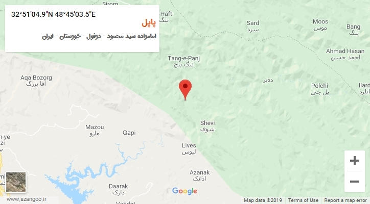 روستای پاپل بر روی نقشه