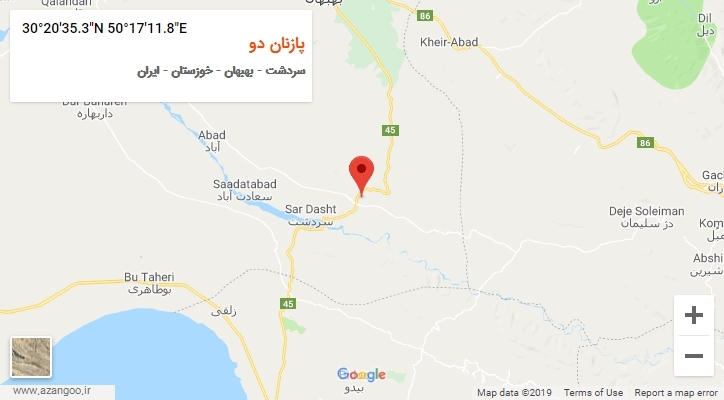 روستای پازنان دو بر روی نقشه