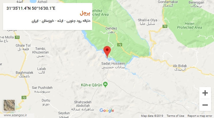 روستای پرچل بر روی نقشه