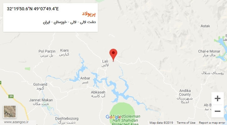 روستای پرپولاد بر روی نقشه