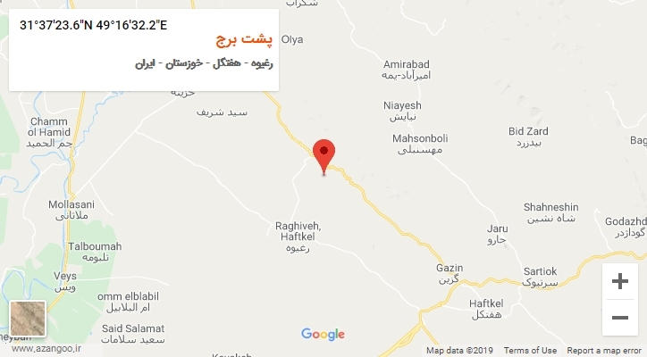 روستای پشت برج بر روی نقشه