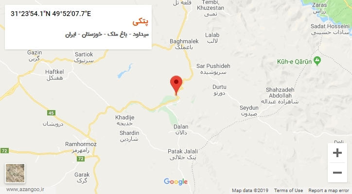 روستای پتکی بر روی نقشه