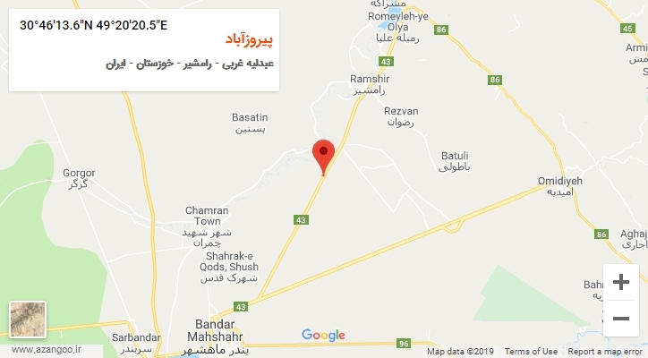 روستای پیروزآباد بر روی نقشه