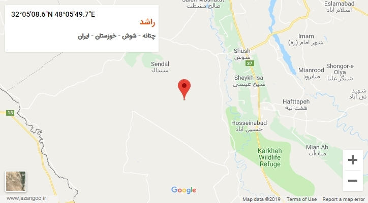 روستای راشد بر روی نقشه