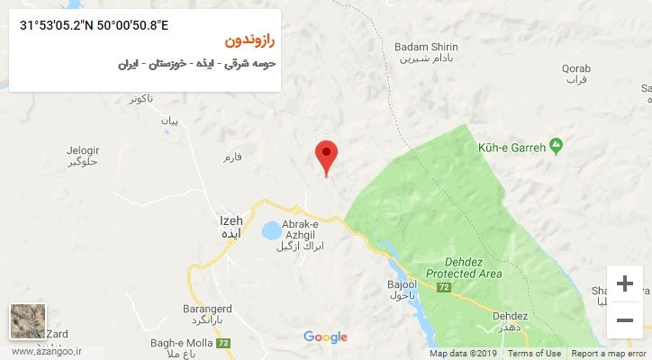 روستای رازوندون بر روی نقشه