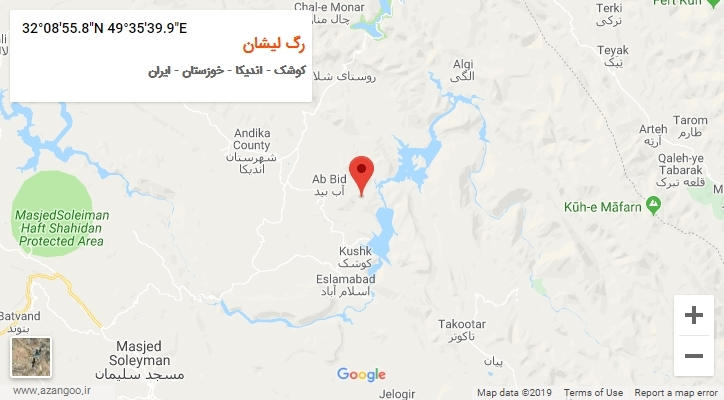 روستای رگ لیشان بر روی نقشه
