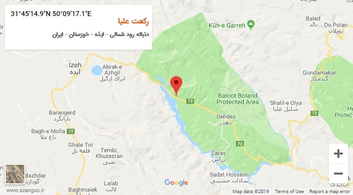 روستای رکعت علیا بر روی نقشه
