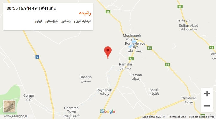 روستای رشیده بر روی نقشه