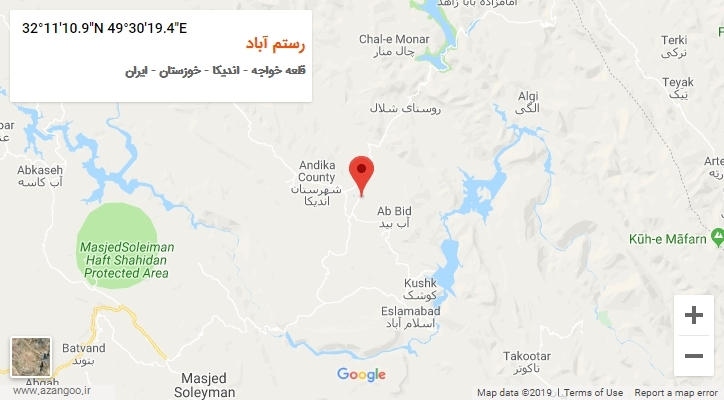 روستای رستم آباد بر روی نقشه