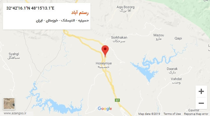 روستای رستم آباد بر روی نقشه