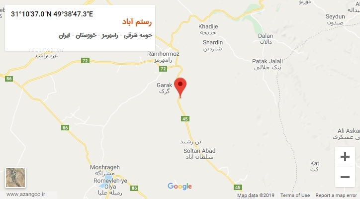 روستای رستم آباد بر روی نقشه