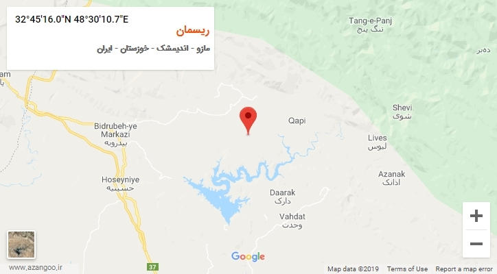 روستای ریسمان بر روی نقشه