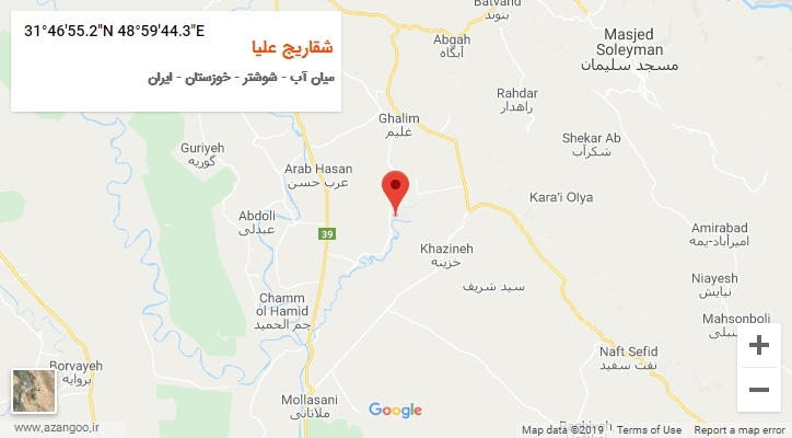 روستای شقاریج علیا بر روی نقشه