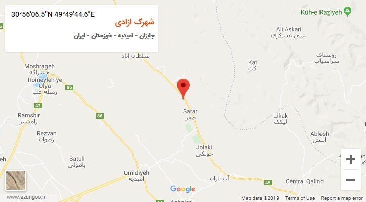 روستای شهرک ازادی بر روی نقشه