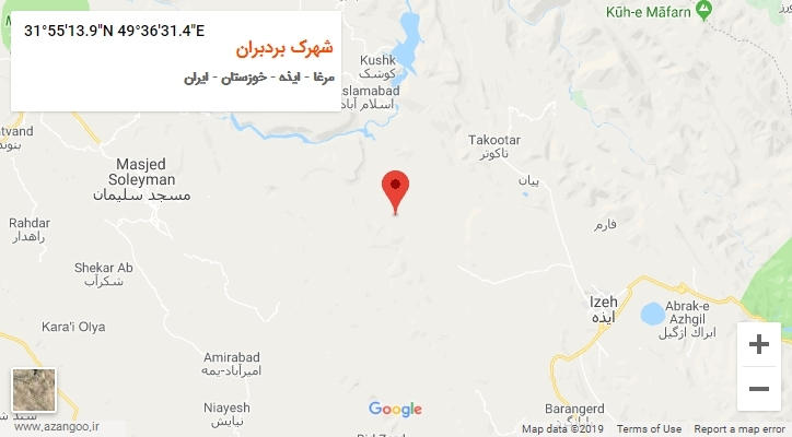 روستای شهرک بردبران بر روی نقشه