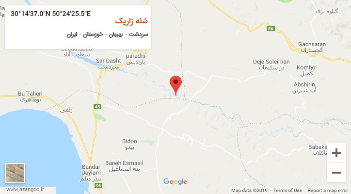 روستای شله زاریک بر روی نقشه