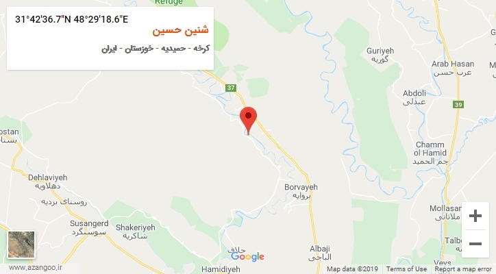 روستای شنین حسین بر روی نقشه