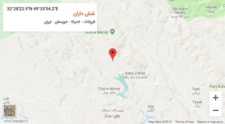 روستای شش داران بر روی نقشه
