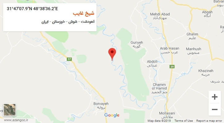 روستای شیخ غایب بر روی نقشه