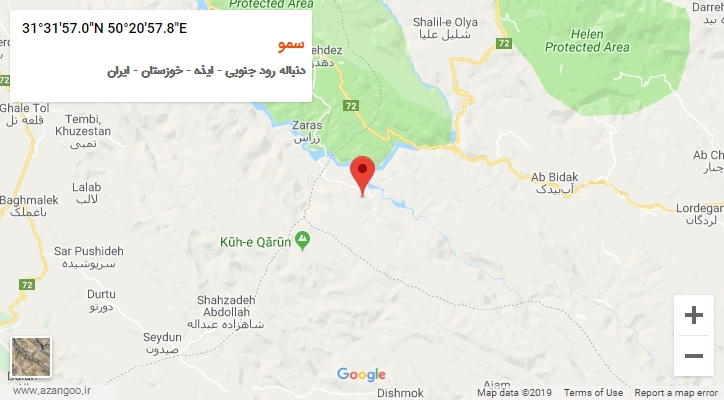 روستای سمو بر روی نقشه