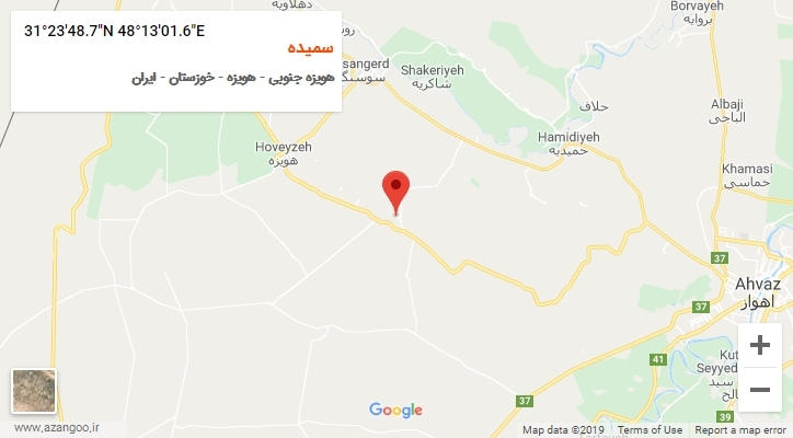 روستای سمیده بر روی نقشه