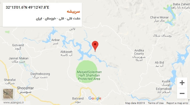 روستای سربیشه بر روی نقشه