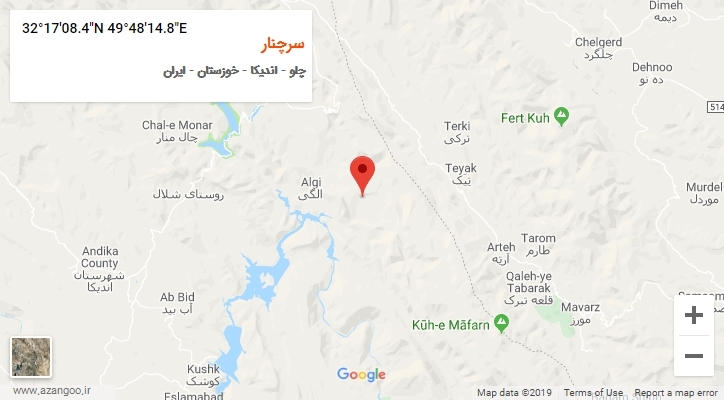 روستای سرچنار بر روی نقشه