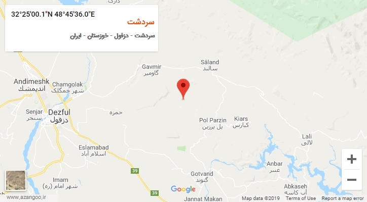 روستای سردشت بر روی نقشه