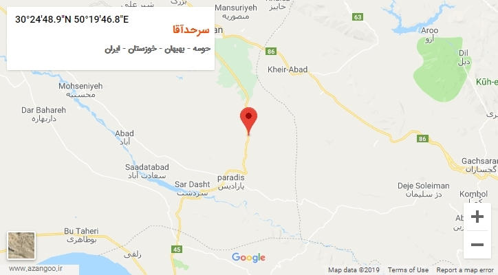 روستای سرحدآقا بر روی نقشه