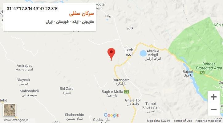 روستای سرکان سفلی بر روی نقشه