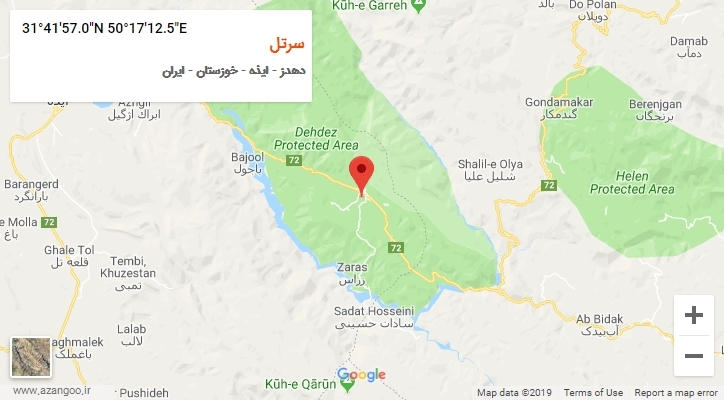 روستای سرتل بر روی نقشه