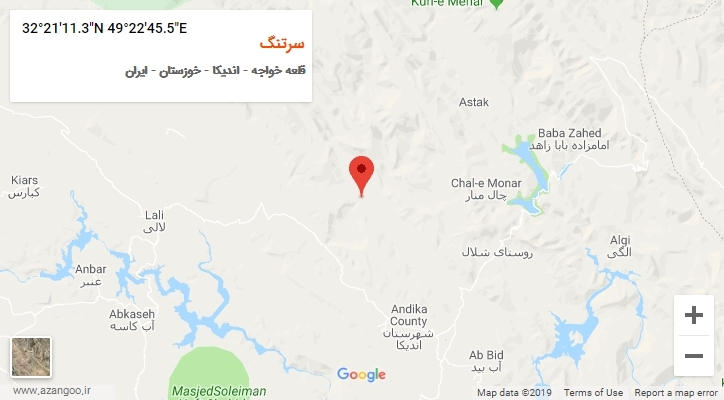 روستای سرتنگ بر روی نقشه