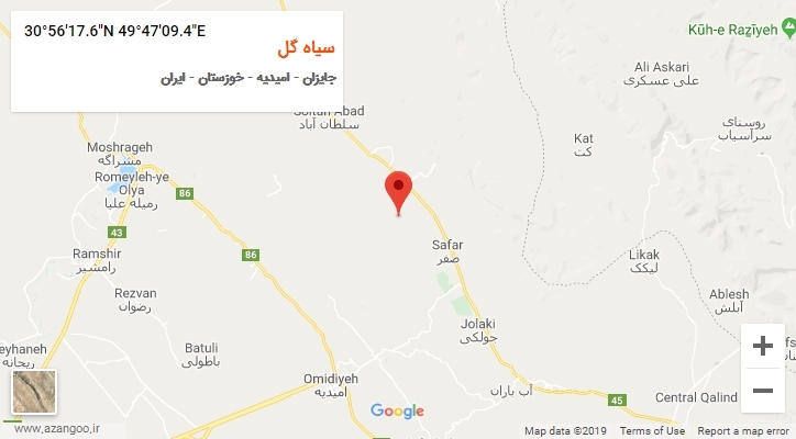 روستای سیاه گل بر روی نقشه