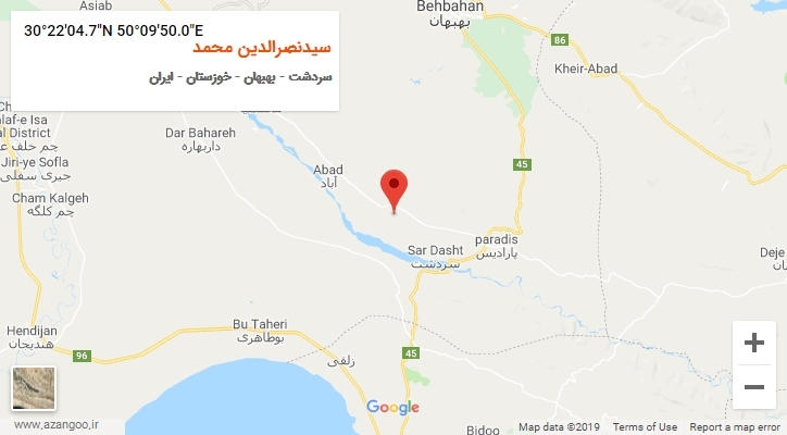 روستای سیدنصرالدین محمد بر روی نقشه