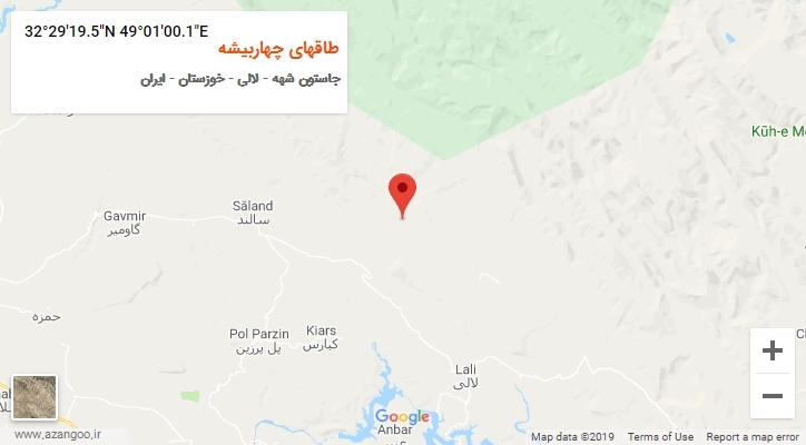 روستای طاقهای چهاربیشه بر روی نقشه