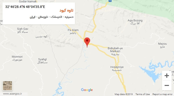 روستای تاوه کبود بر روی نقشه