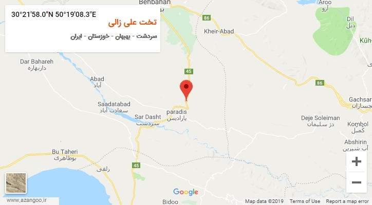 روستای تخت علی زالی بر روی نقشه