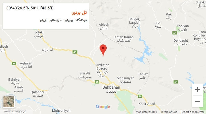روستای تل بردی بر روی نقشه