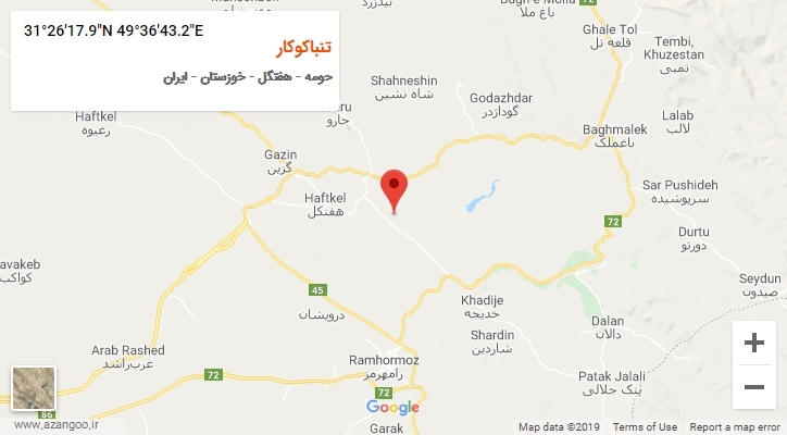 روستای تنباکوکار بر روی نقشه