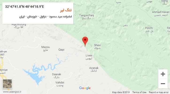 روستای تنگ لیر بر روی نقشه