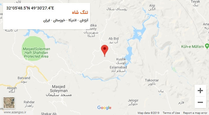 روستای تنگ شاه بر روی نقشه