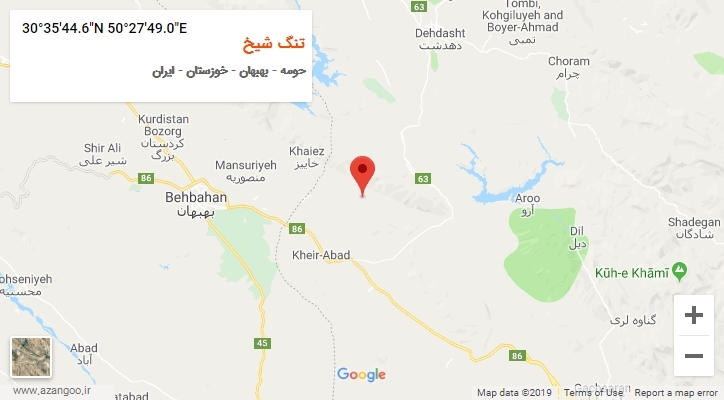 روستای تنگ شیخ بر روی نقشه