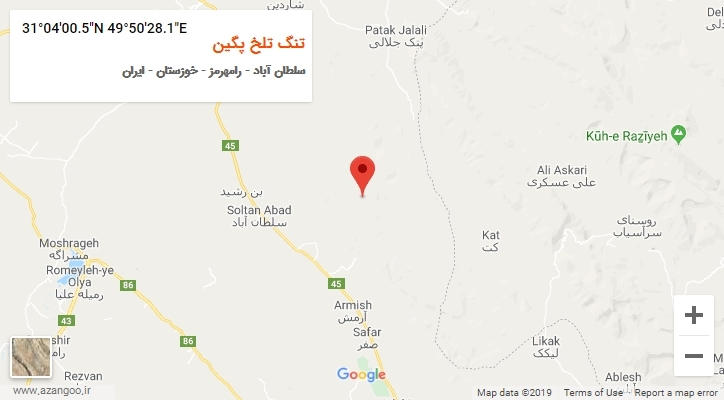 روستای تنگ تلخ پگین بر روی نقشه