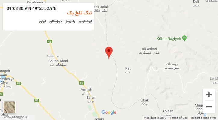 روستای تنگ تلخ یک بر روی نقشه