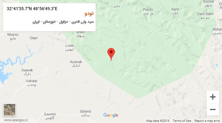 روستای تودو بر روی نقشه