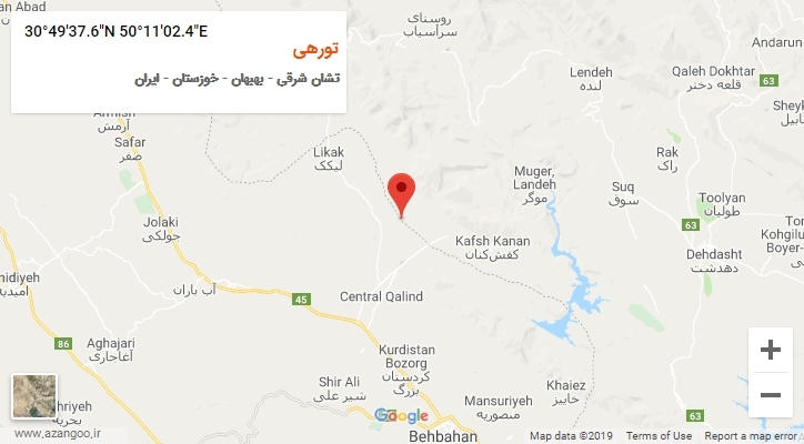 روستای تورهی بر روی نقشه