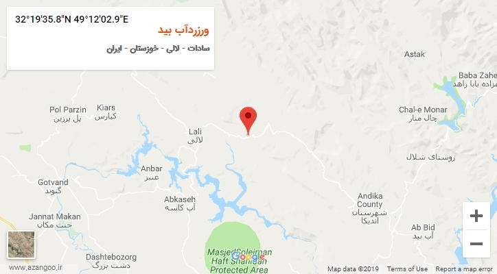 روستای ورزردآب بید بر روی نقشه