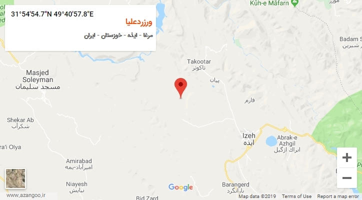 روستای ورزردعلیا بر روی نقشه