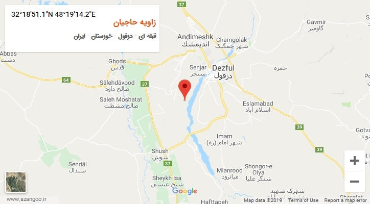 روستای زاویه حاجیان بر روی نقشه