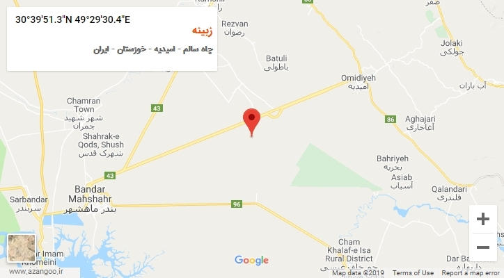 روستای زبینه بر روی نقشه